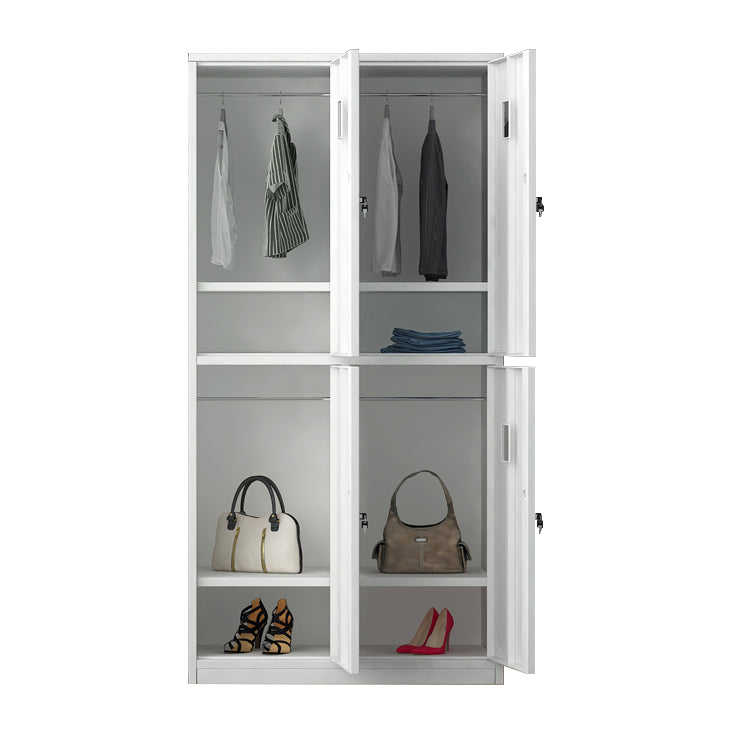 Modern Style Hinged Door Wardrobe for Home Grey Metal Cabinet