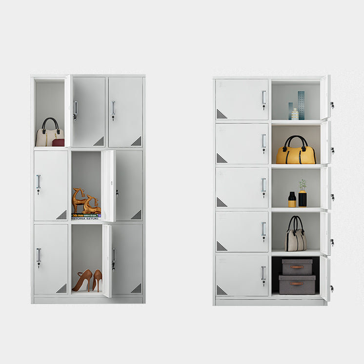 Modern Style Hinged Door Wardrobe for Home Grey Metal Cabinet