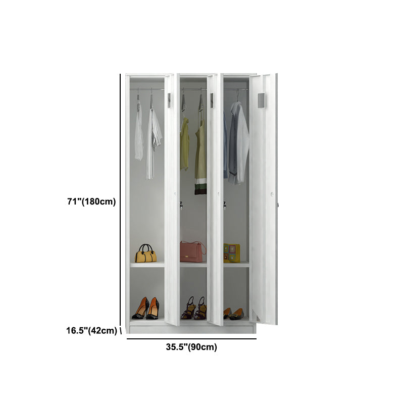 Modern Style Hinged Door Wardrobe for Home Grey Metal Cabinet