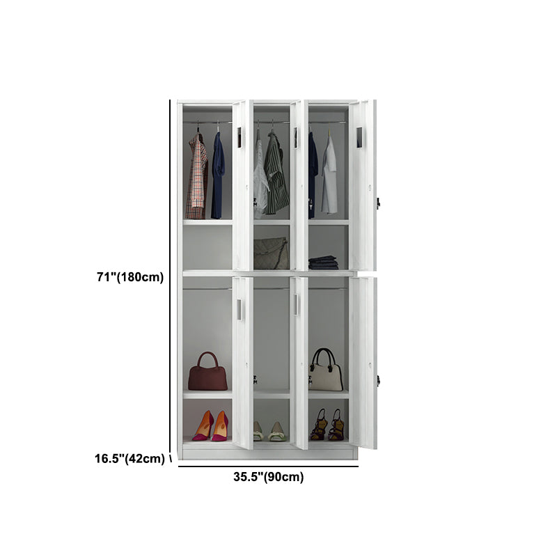 Modern Style Hinged Door Wardrobe for Home Grey Metal Cabinet