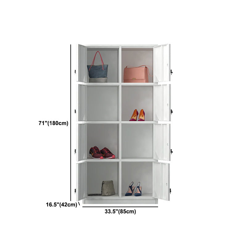 Modern Style Hinged Door Wardrobe for Home Grey Metal Cabinet