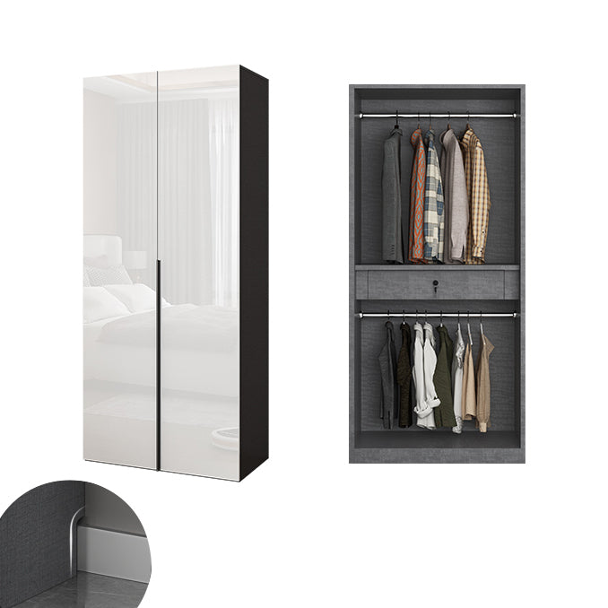 Mirrored Finish Wardrobe Cabinet Engineered Wood Wardrobe with Drawer