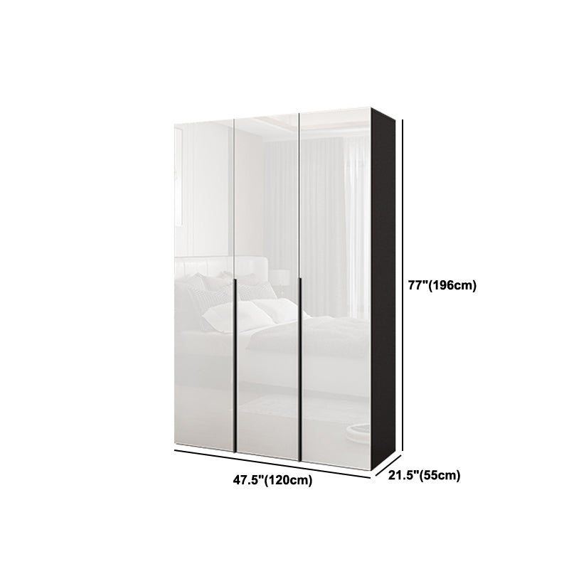 Mirrored Finish Wardrobe Cabinet Engineered Wood Wardrobe with Drawer