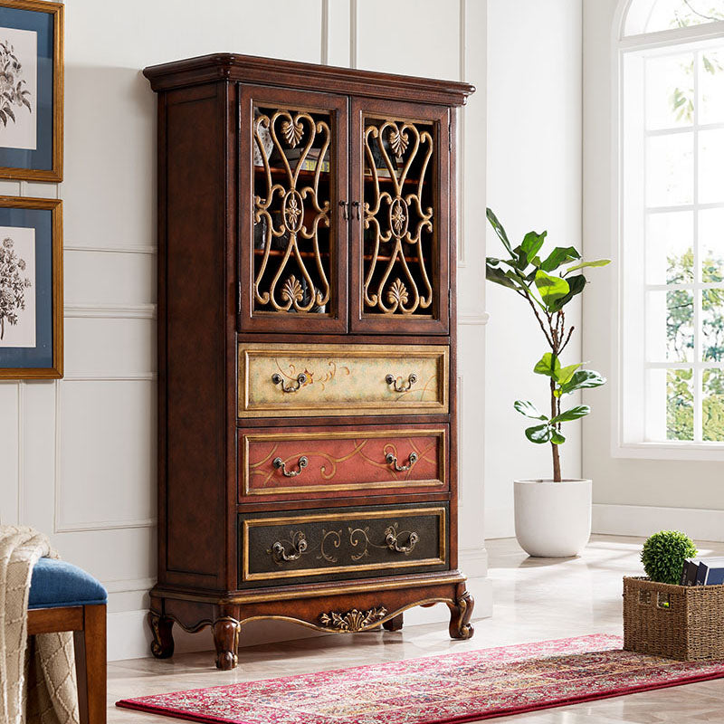 Glam Style Buffet Sideboard Wood Server with Door and Drawer