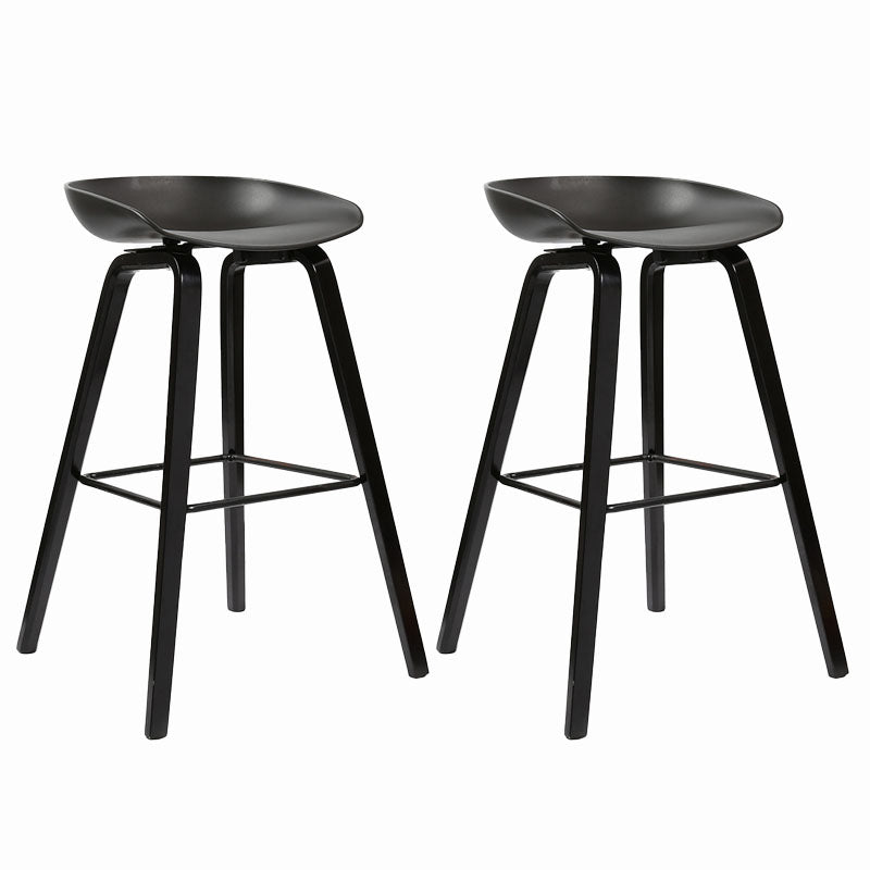 Scandinavian Bucket Stool Plastic Bar Stool with Solid Wood Legs