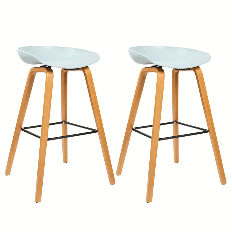 Scandinavian Bucket Stool Plastic Bar Stool with Solid Wood Legs
