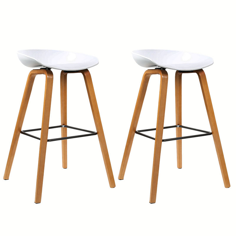 Scandinavian Bucket Stool Plastic Bar Stool with Solid Wood Legs
