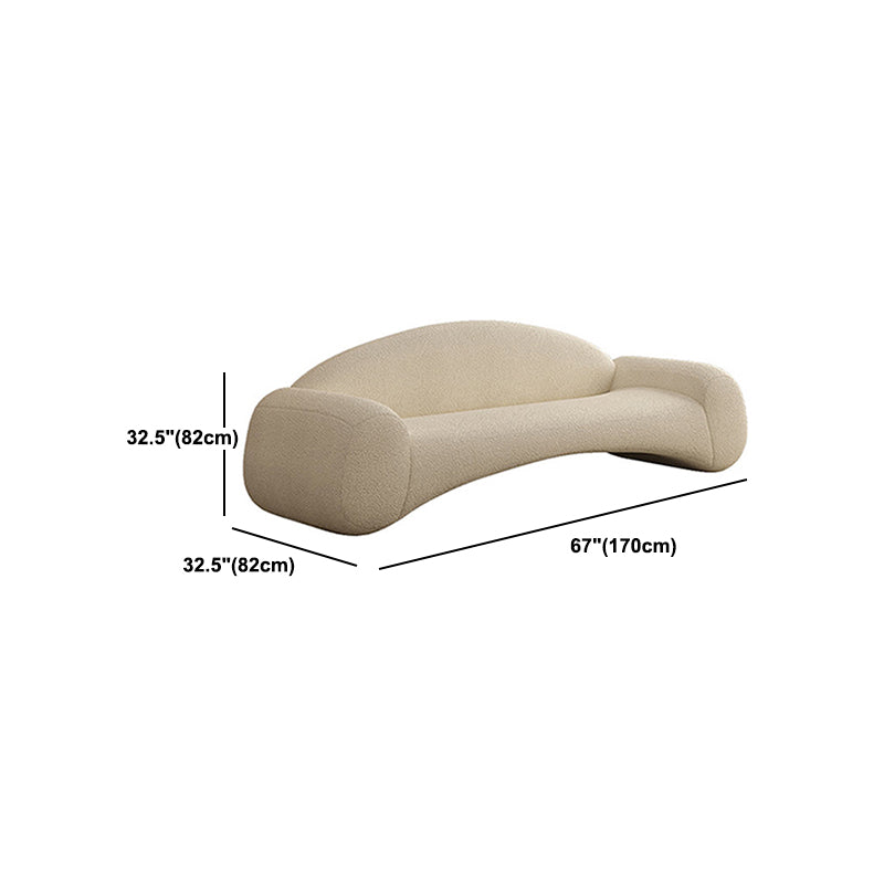 Contemporary Tight Back Sofa Couch Curved Settee Couch in White