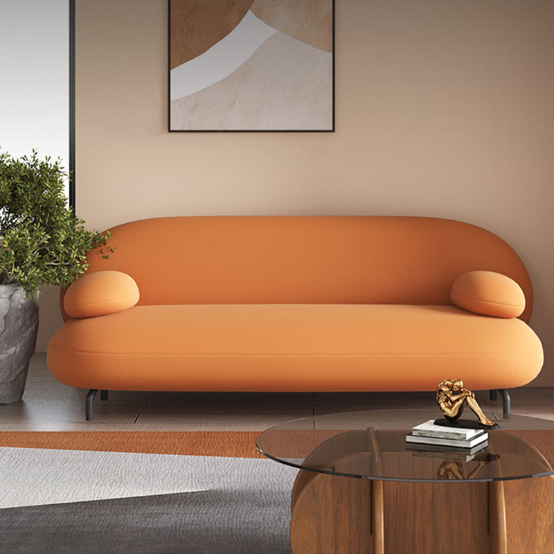 Contemporary Tight Back Settee Bench Pillow Top Arm Sofa Couch in Orange