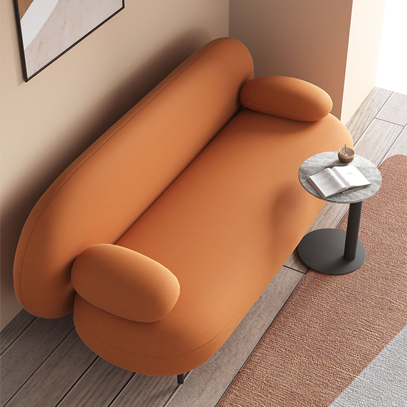 Contemporary Tight Back Settee Bench Pillow Top Arm Sofa Couch in Orange
