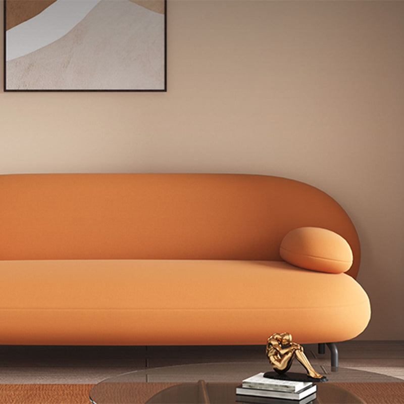 Contemporary Tight Back Settee Bench Pillow Top Arm Sofa Couch in Orange