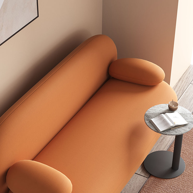 Contemporary Tight Back Settee Bench Pillow Top Arm Sofa Couch in Orange