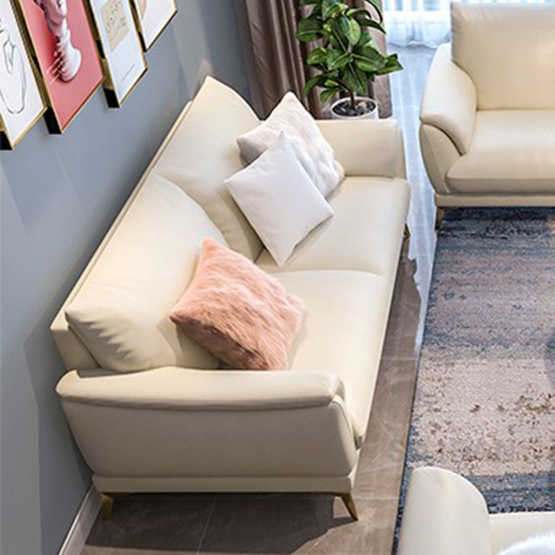 Stain Resistant Leather Contemporary Standard Settee Bench in White
