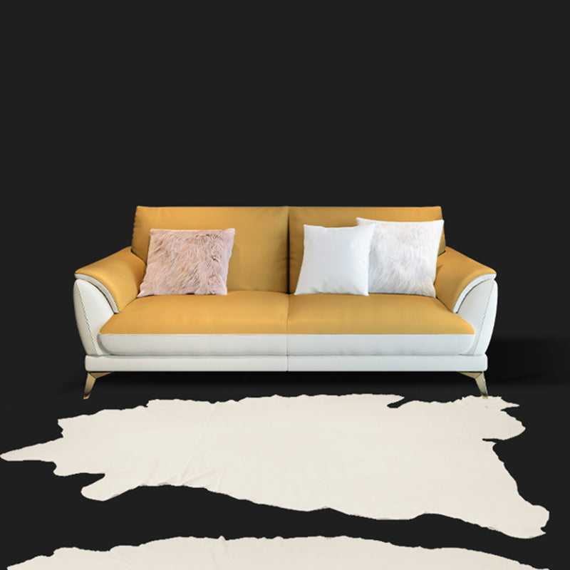 Stain Resistant Leather Contemporary Standard Settee Bench in White