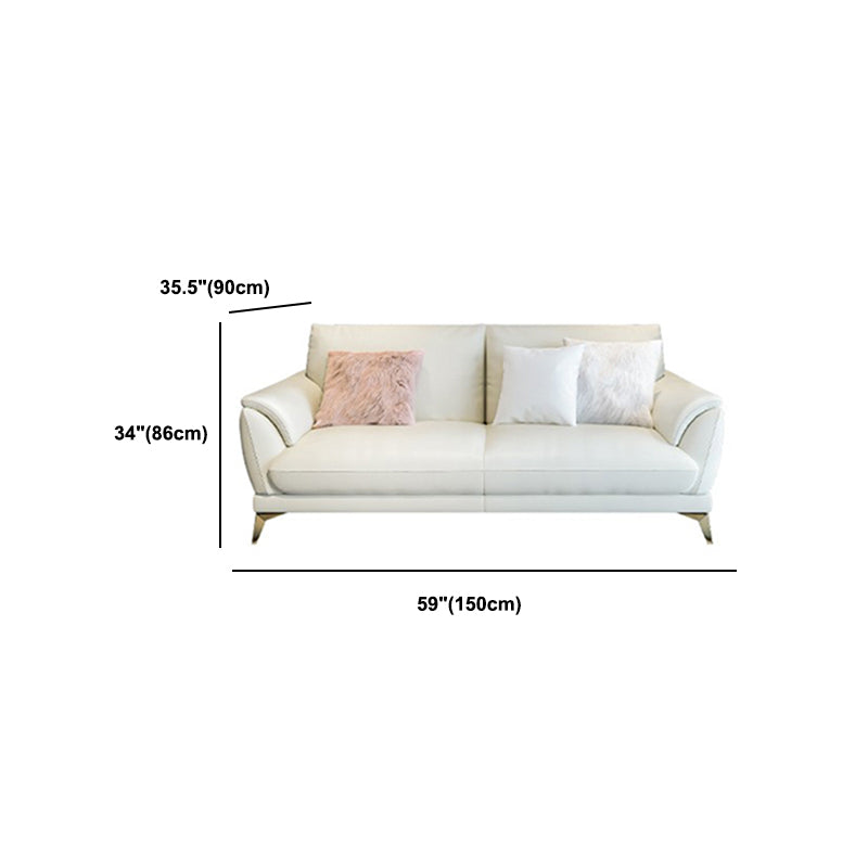 Stain Resistant Leather Contemporary Standard Settee Bench in White