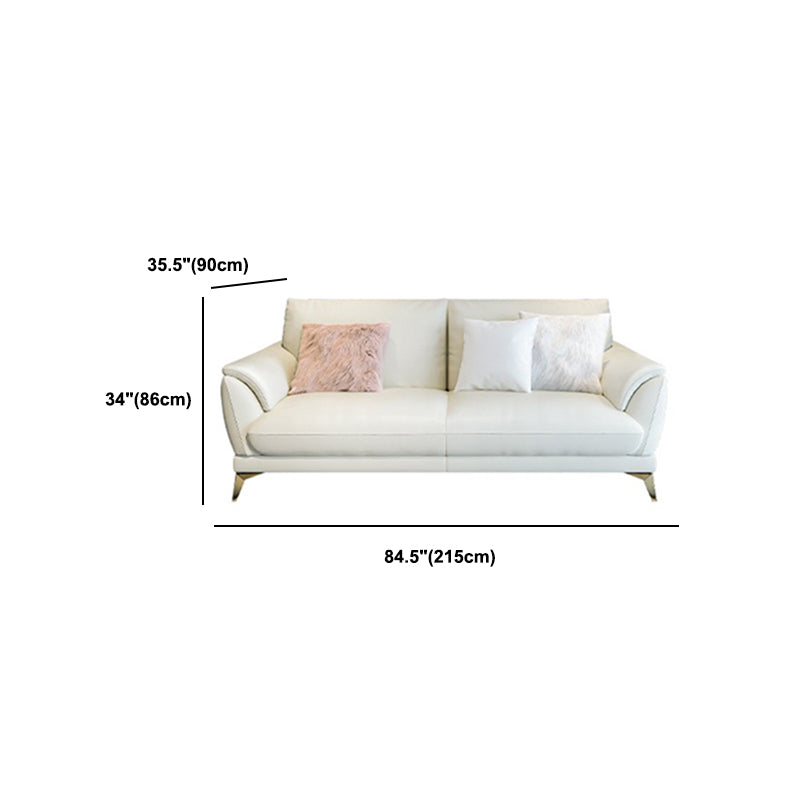 Stain Resistant Leather Contemporary Standard Settee Bench in White