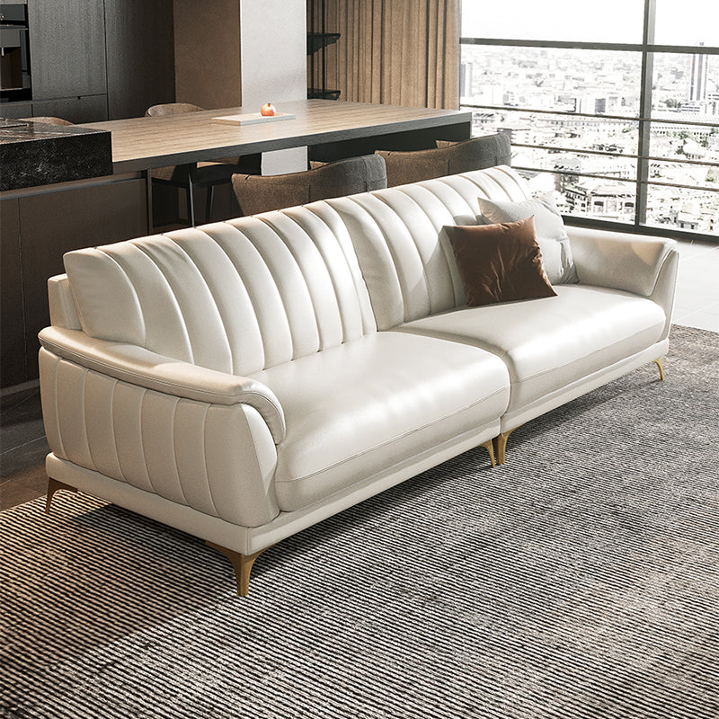 Leather Stain Resistant Sofa Contemporary Standard Pillow Top Arm Settee Couch