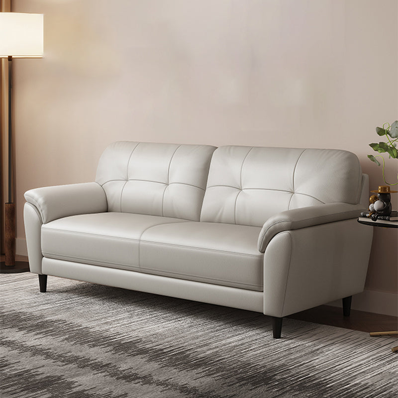Leather Contemporary Pillow Top Arm Stain Resistant Settee Couch in White