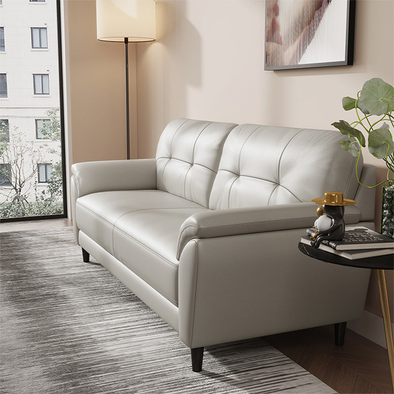 Leather Contemporary Pillow Top Arm Stain Resistant Settee Couch in White
