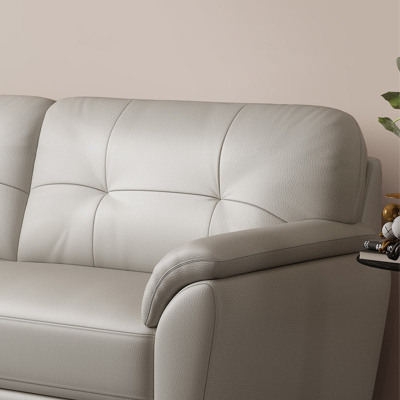 Leather Contemporary Pillow Top Arm Stain Resistant Settee Couch in White