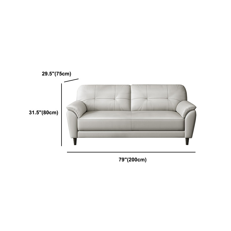 Leather Contemporary Pillow Top Arm Stain Resistant Settee Couch in White