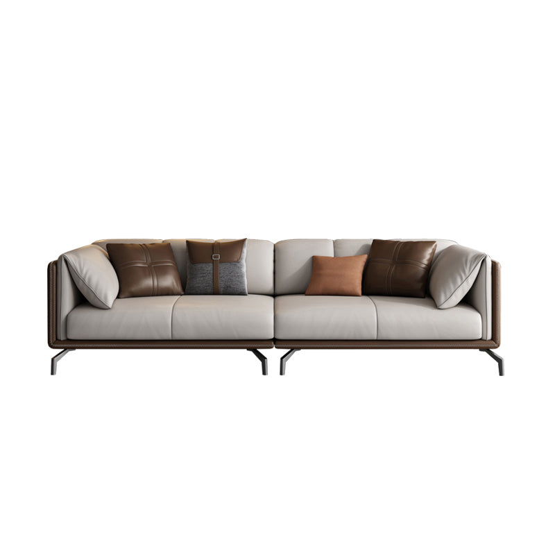 Contemporary Stationary Genuine Leather Stain Resistant Sofa for Living Room