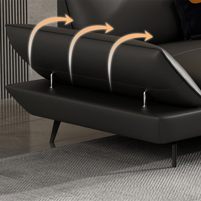 Black Flared Arm Sofa Contemporary Standard Sofa for Living Room