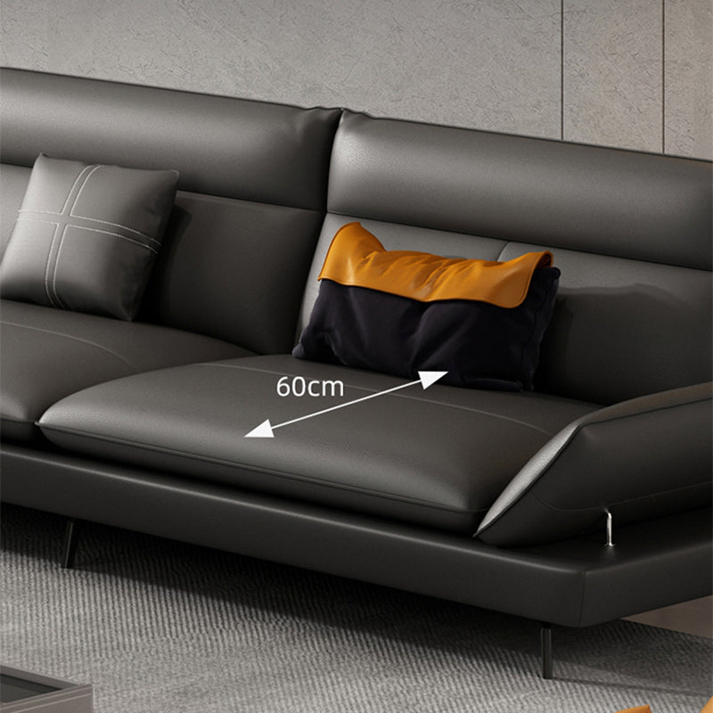 Black Flared Arm Sofa Contemporary Standard Sofa for Living Room