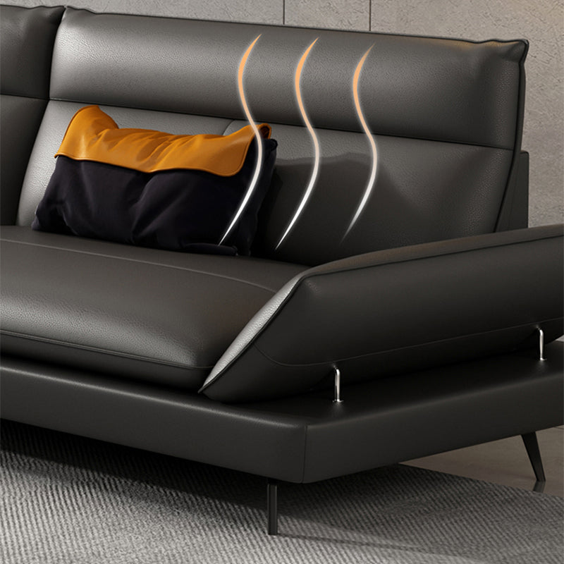 Black Flared Arm Sofa Contemporary Standard Sofa for Living Room