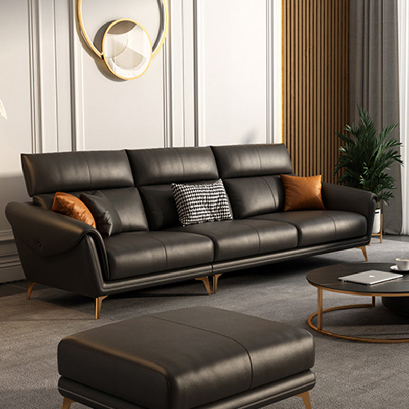 Contemporary Black Sewn Pillow Back Sloped Arm for Living Room Sofa