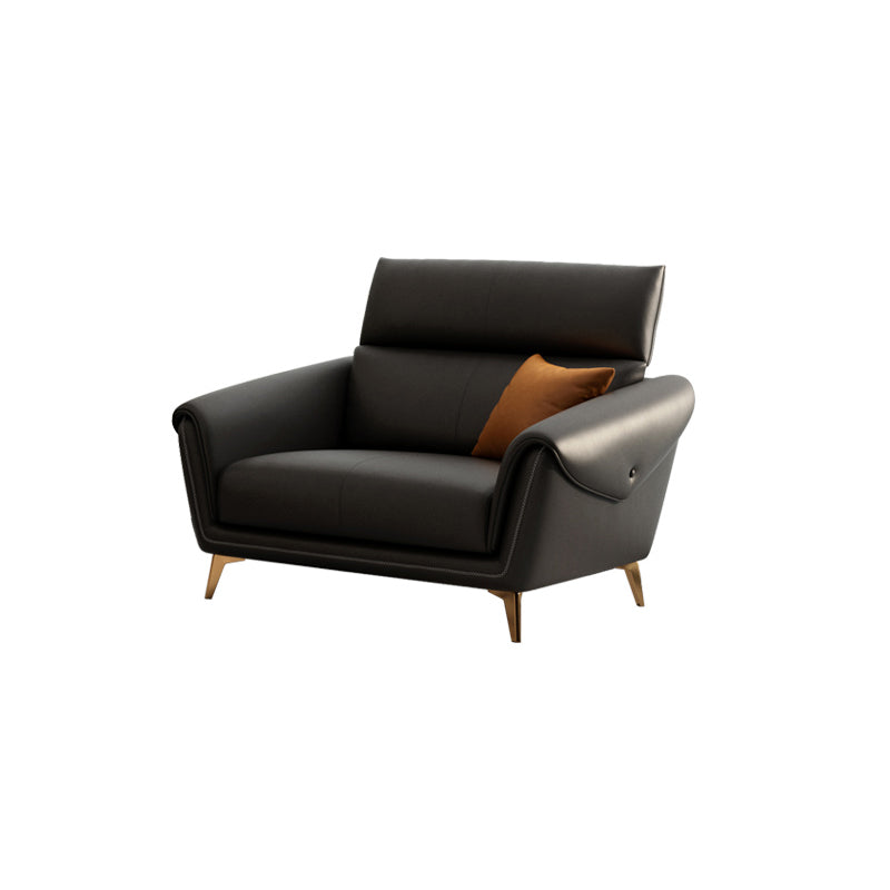 Contemporary Black Sewn Pillow Back Sloped Arm for Living Room Sofa