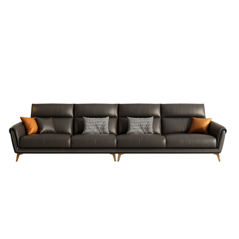 Contemporary Black Sewn Pillow Back Sloped Arm for Living Room Sofa