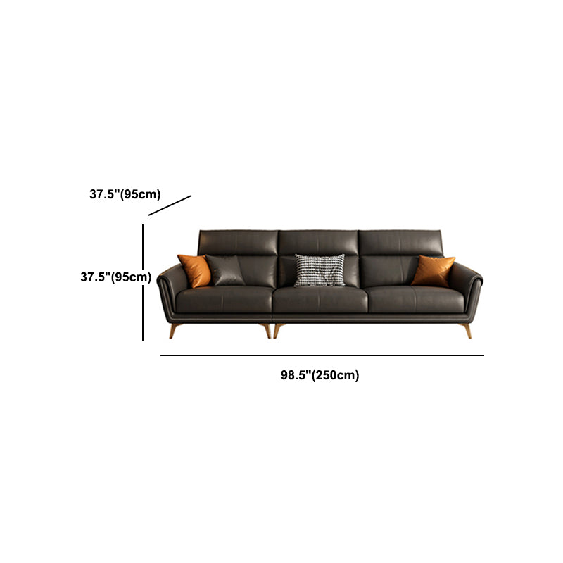 Contemporary Black Sewn Pillow Back Sloped Arm for Living Room Sofa