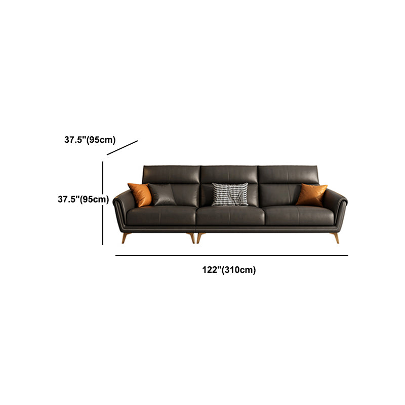 Contemporary Black Sewn Pillow Back Sloped Arm for Living Room Sofa
