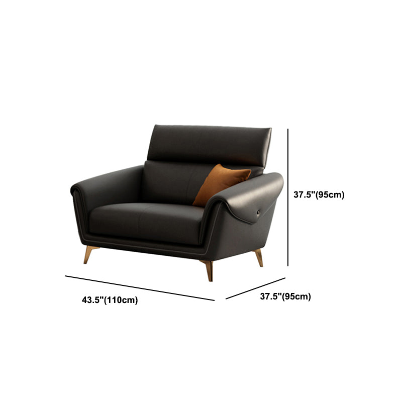 Contemporary Black Sewn Pillow Back Sloped Arm for Living Room Sofa