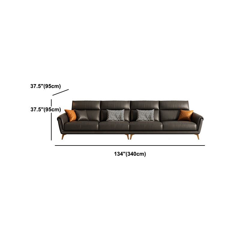 Contemporary Black Sewn Pillow Back Sloped Arm for Living Room Sofa