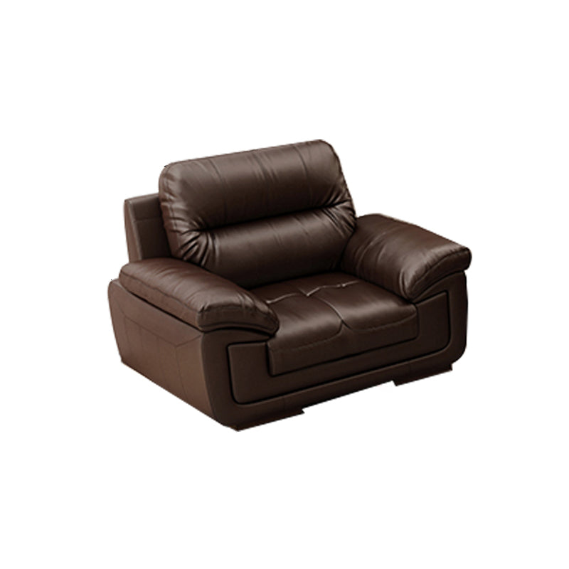 Contemporary Dark Brown Sewn Pillow Back Standard Pillow Top Arm Sofa