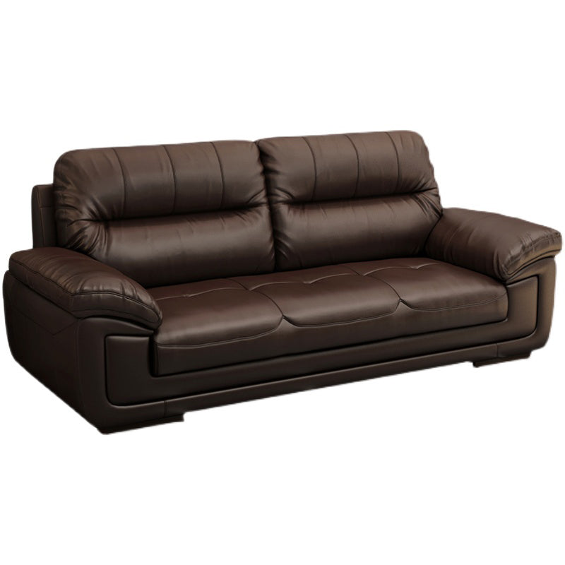 Contemporary Dark Brown Sewn Pillow Back Standard Pillow Top Arm Sofa
