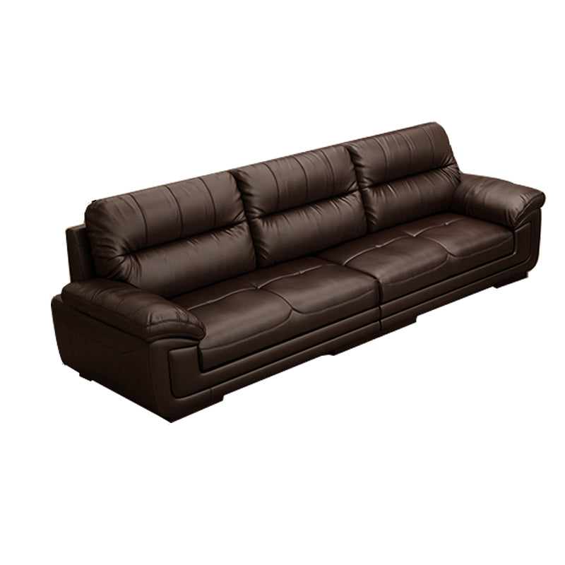Contemporary Dark Brown Sewn Pillow Back Standard Pillow Top Arm Sofa