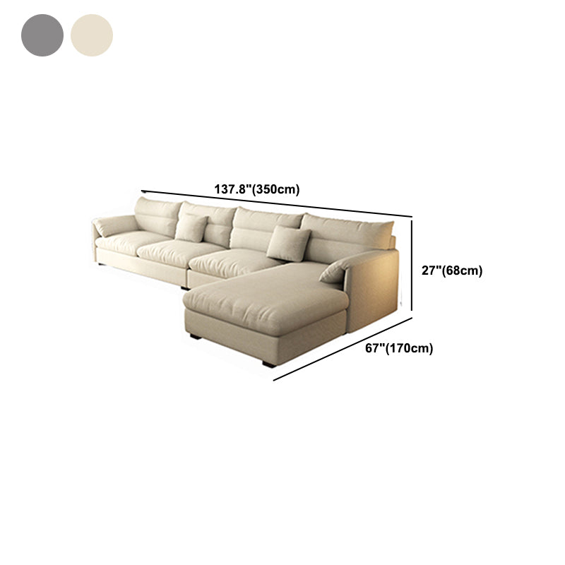 Nordic Square Arm Sofa & Chaise Loose Back Cushions Sofa - 26.77" H