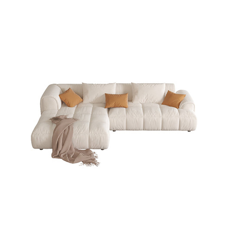 Recessed Arm Sofa & Chaise Orange/beige Velvet Sofa - 24.8" H