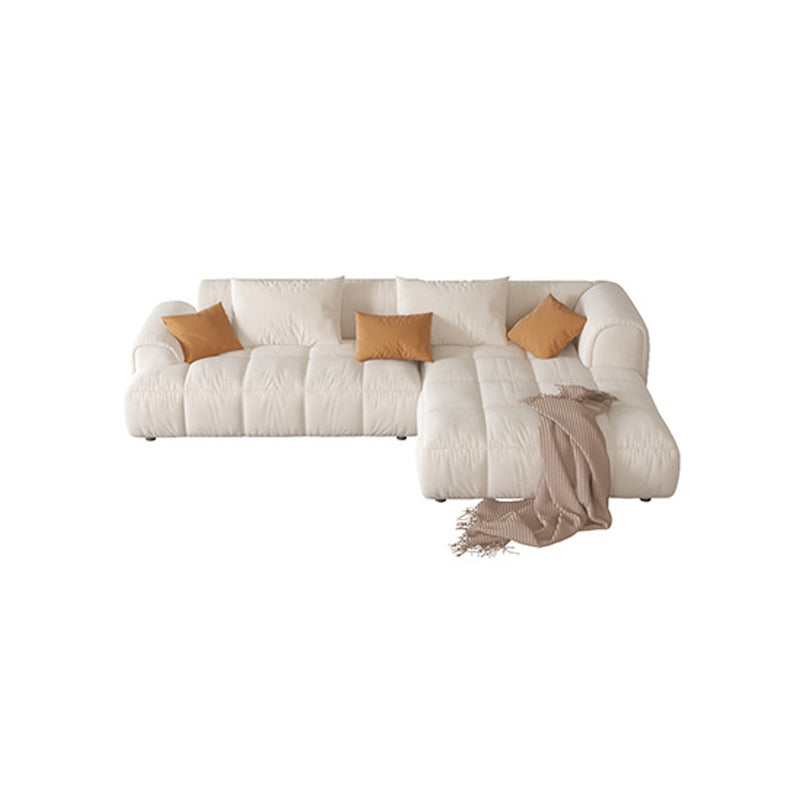 Recessed Arm Sofa & Chaise Orange/beige Velvet Sofa - 24.8" H