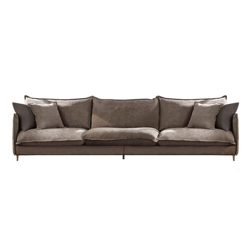 Linen Square Arm Sofa & Chaise with Reversible Modern Cushions Loose Back Sofa