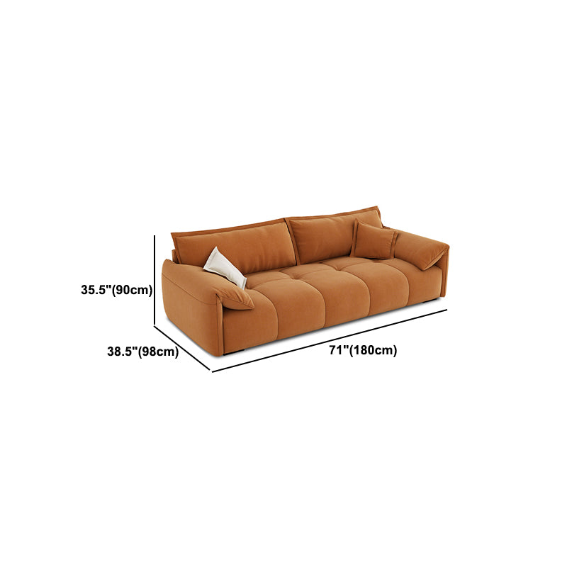 Tufted Loose Back Sofa with Chaise Nordic Pillow Top Arm Sofa in Orange and White