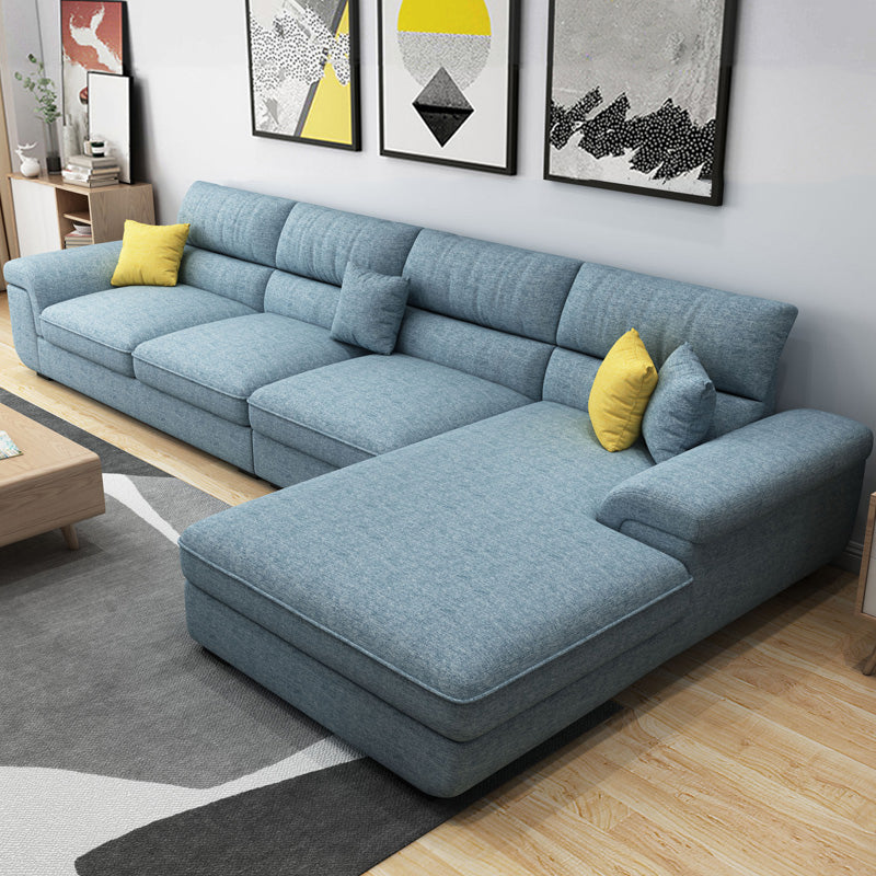 137.79" L Modern Linen Sectional Pillow Top Arm Sectional for Living Room