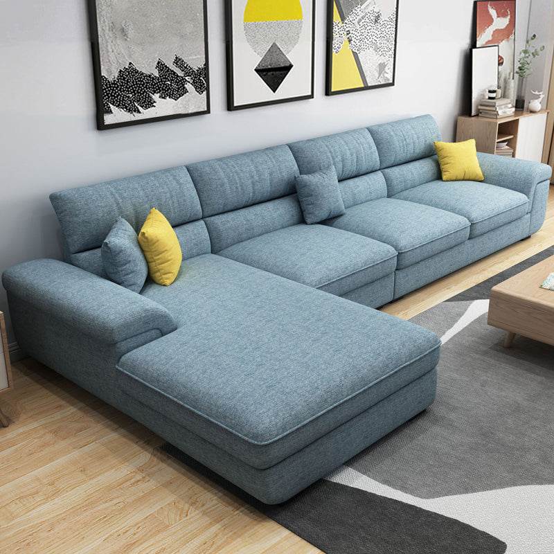 137.79" L Modern Linen Sectional Pillow Top Arm Sectional for Living Room