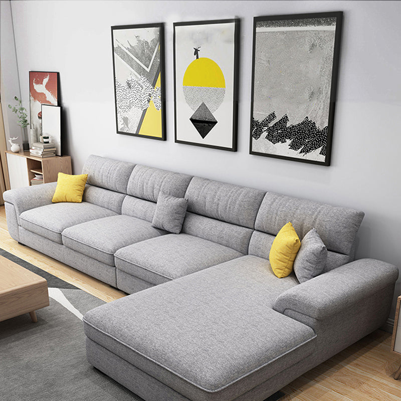 137.79" L Modern Linen Sectional Pillow Top Arm Sectional for Living Room