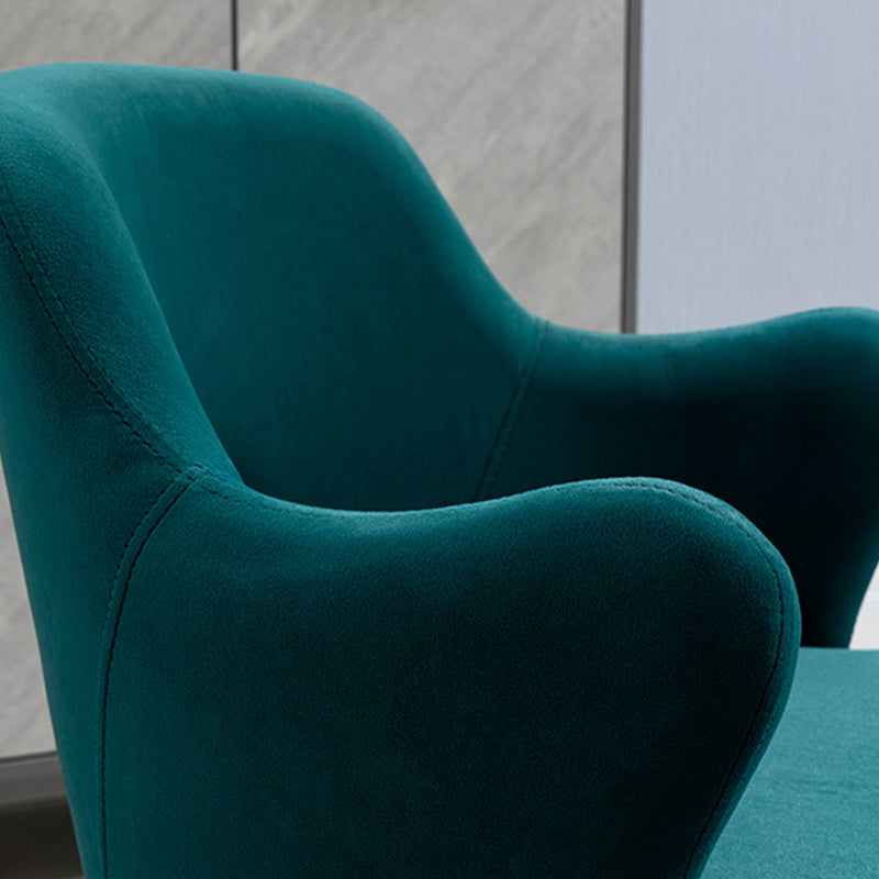 23.62"W x 23.62"D Velvet/Leather Side Chair Brass Four Legs Accent Chair