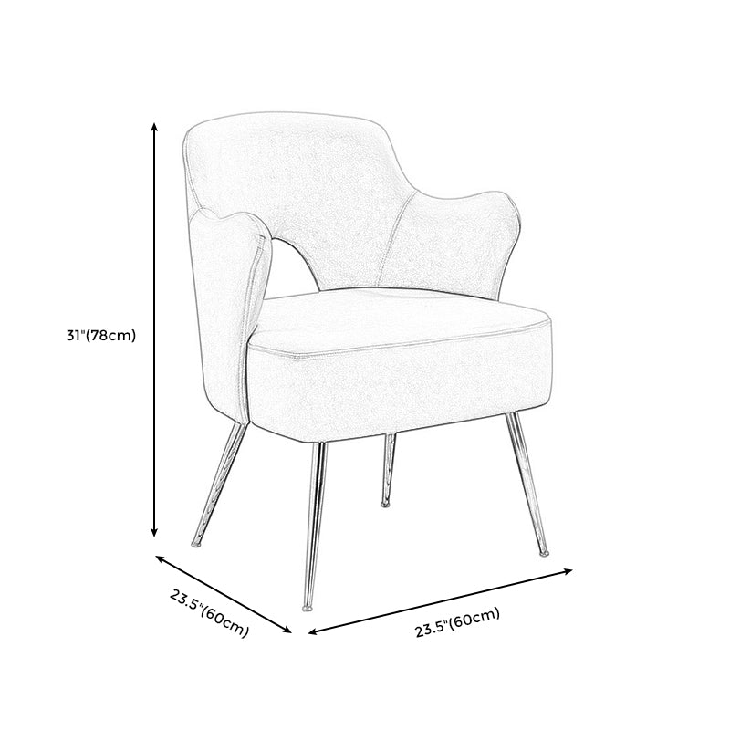 23.62"W x 23.62"D Velvet/Leather Side Chair Brass Four Legs Accent Chair