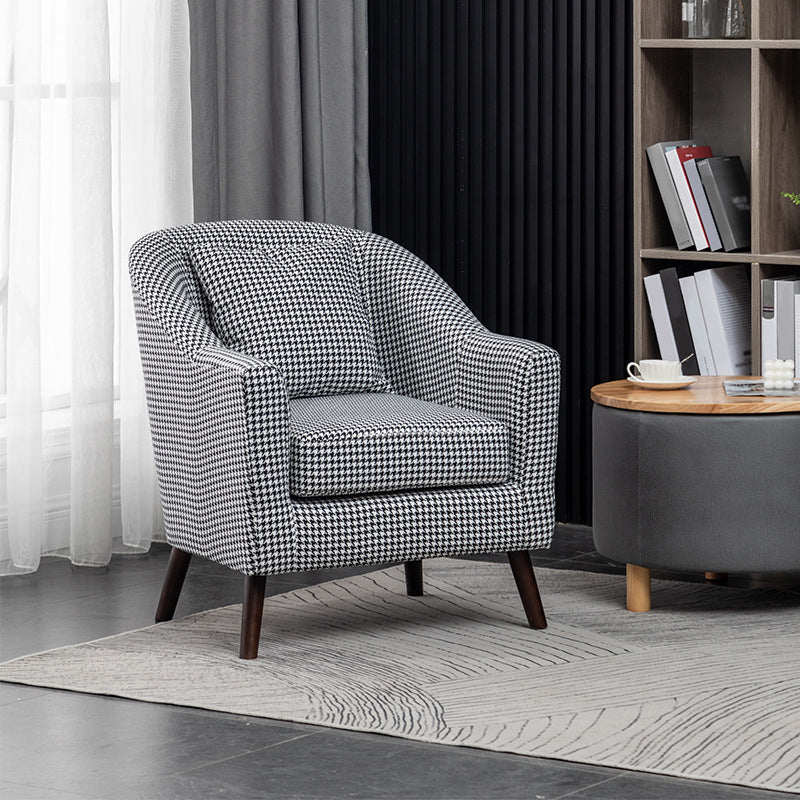 26.77" L x 27.55" W x 32.67" H Bonded Leather Barrel Accent Chair Sloped Arms Barrel Chair